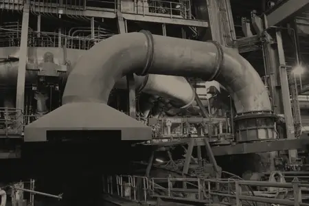 Large ducting and plant structures inside a coke plant