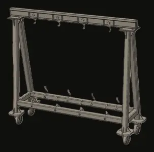 3D model of the modular girder support frame on castors