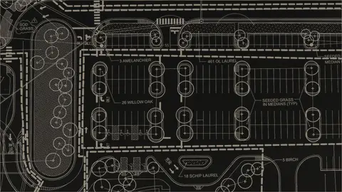Concept site plan of the carpark redesign with circulation and parking layout
